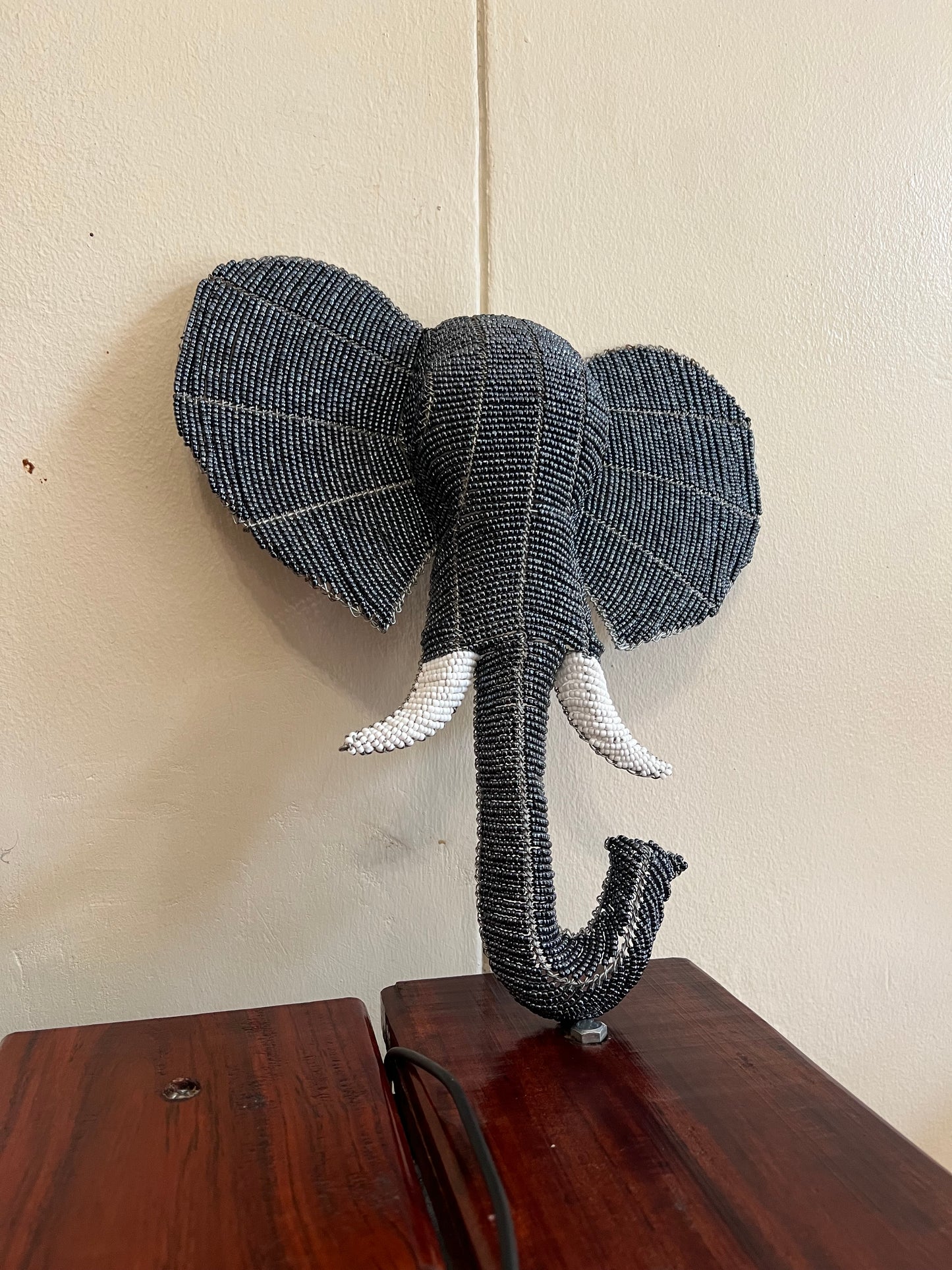 Beaded Elephant Head Wall Hanging