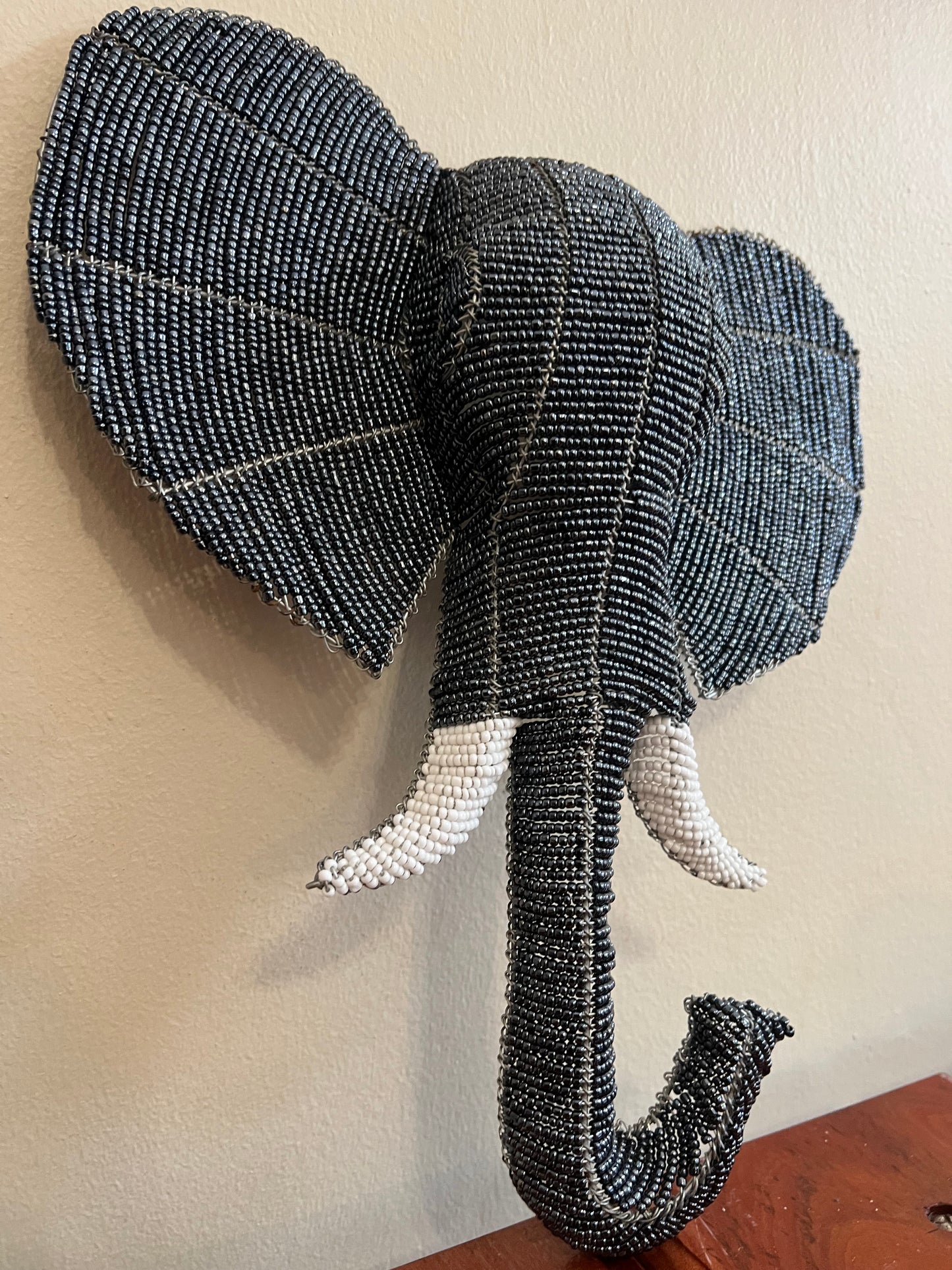 Beaded Elephant Head Wall Hanging