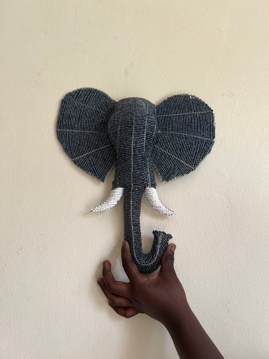 Beaded Elephant Head Wall Hanging