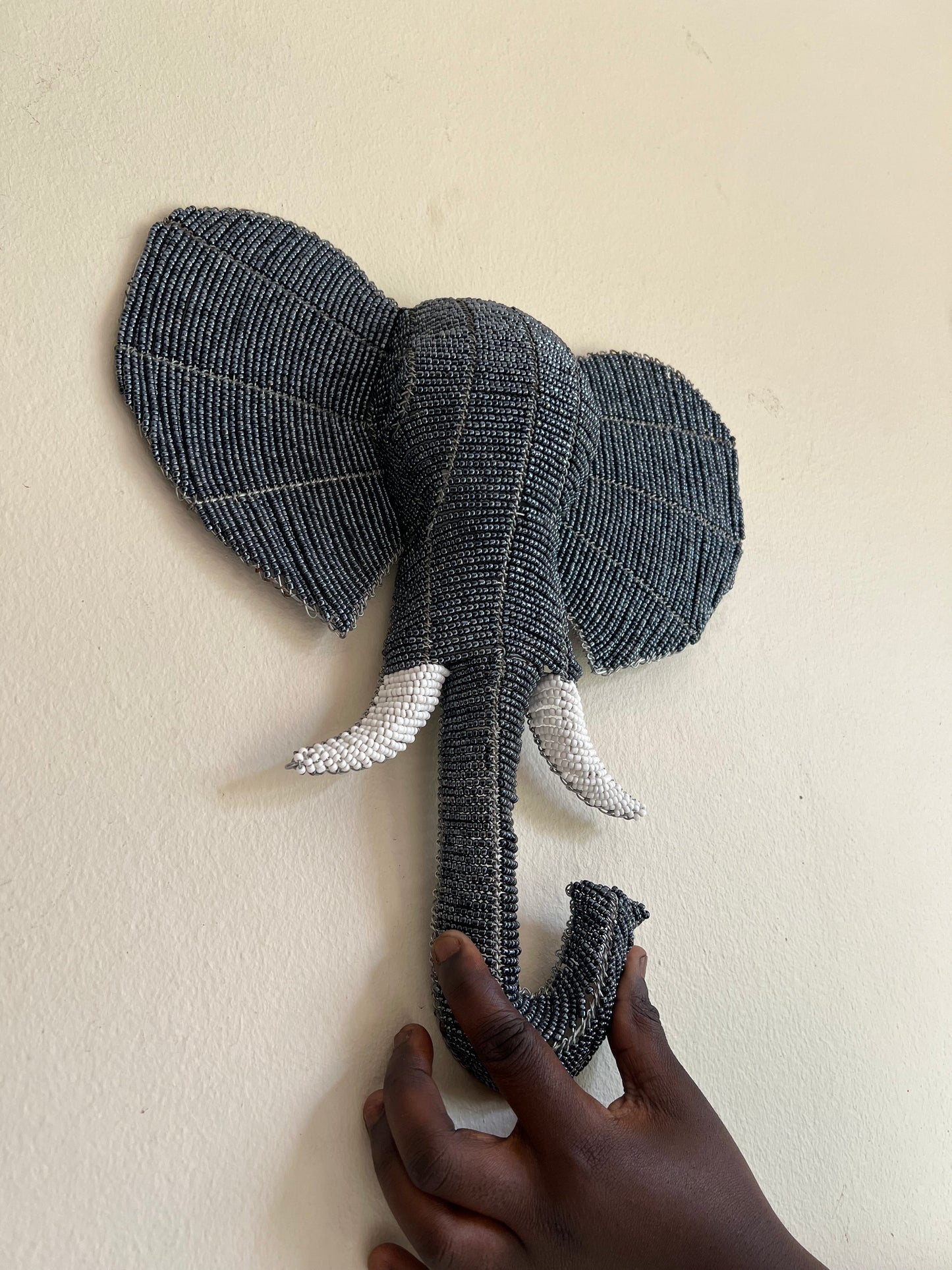 Beaded Elephant Head Wall Hanging